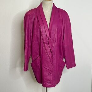 🔹 Dero Enterprises By Rocco New York Vintage Fuschia Pink Leather Jacket